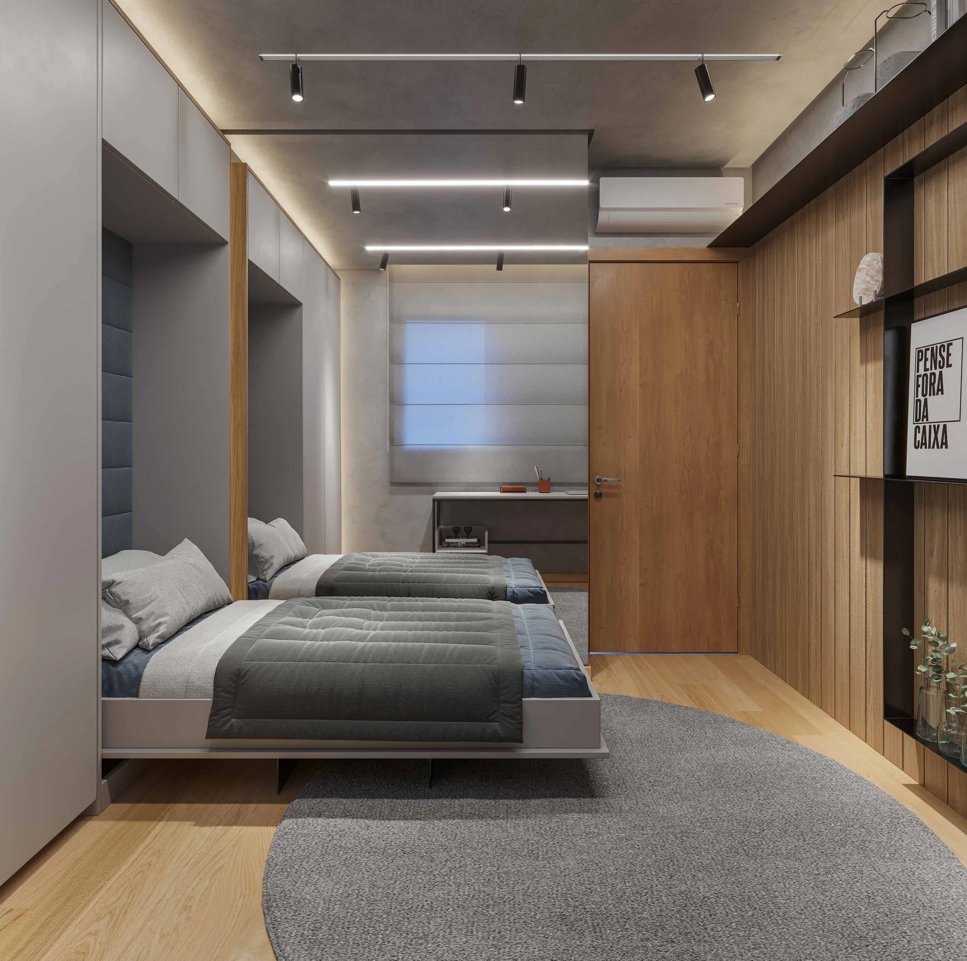 Quarto 2 com home office no apartamento do Alto de Moz