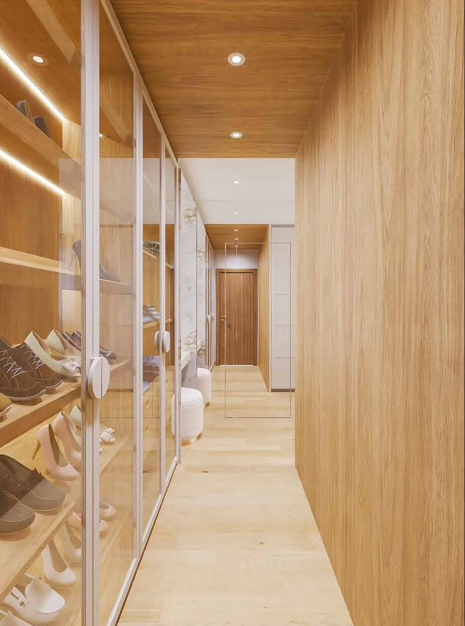 Closet e circulação da suíte no apartamento Alto SP