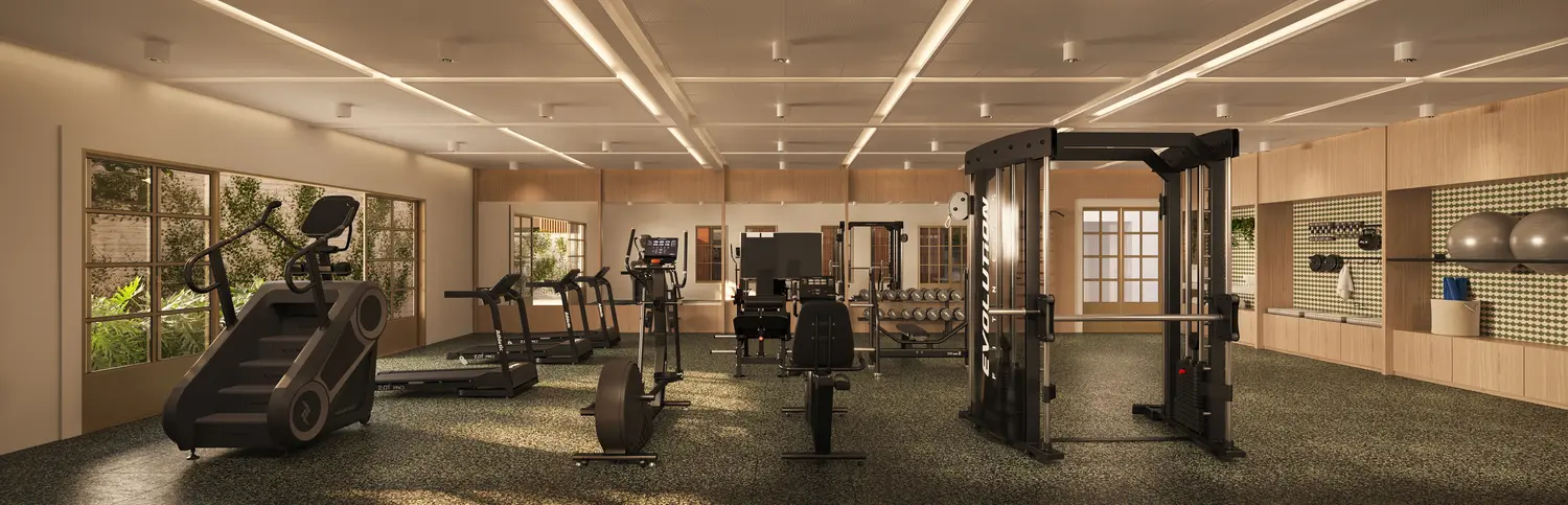 Segunda perspectiva da academia do Amalfi Residence Maringá