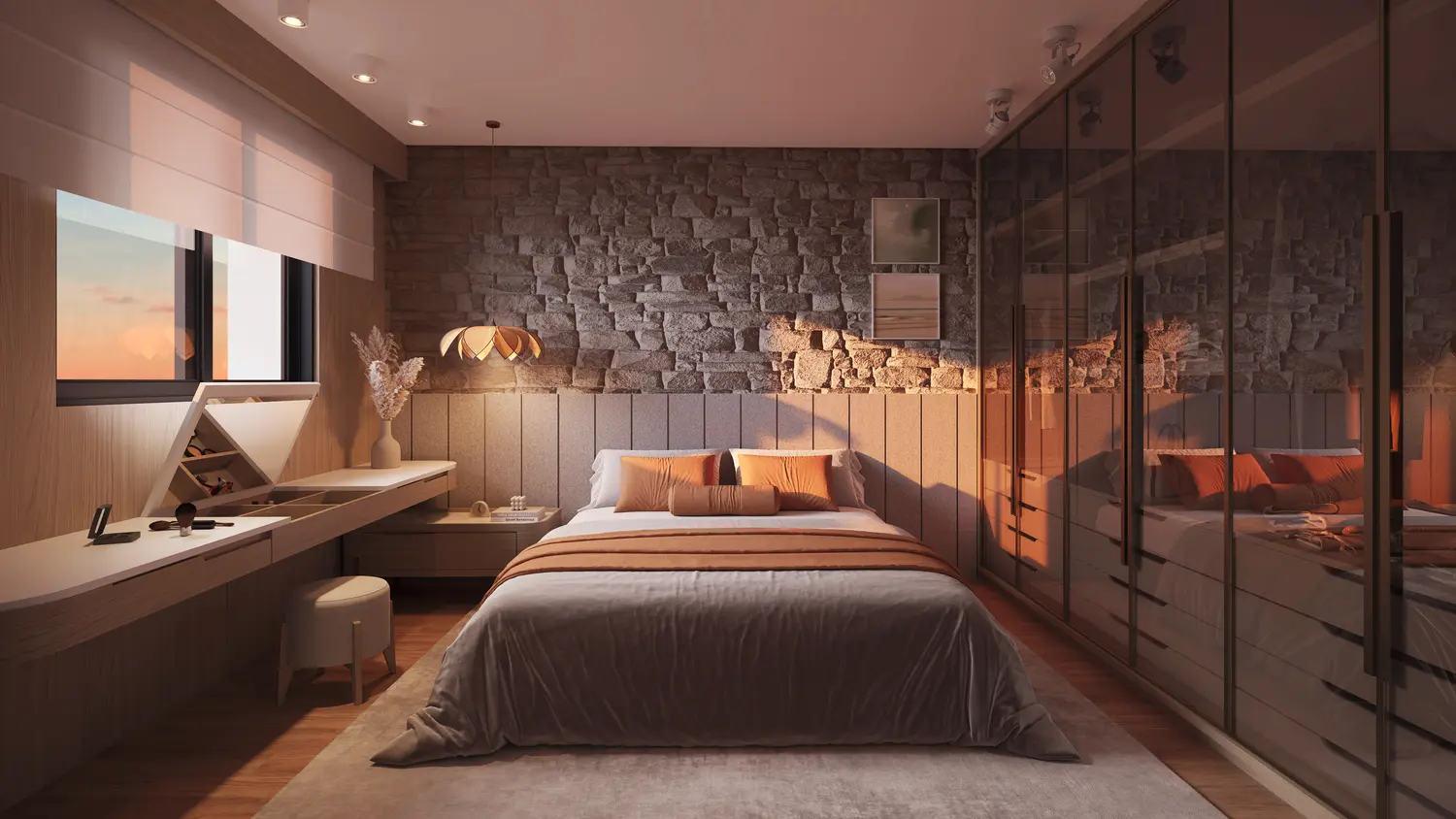 Living do apartamento decorado Amalfi Residence Maringá — integração de ambientes