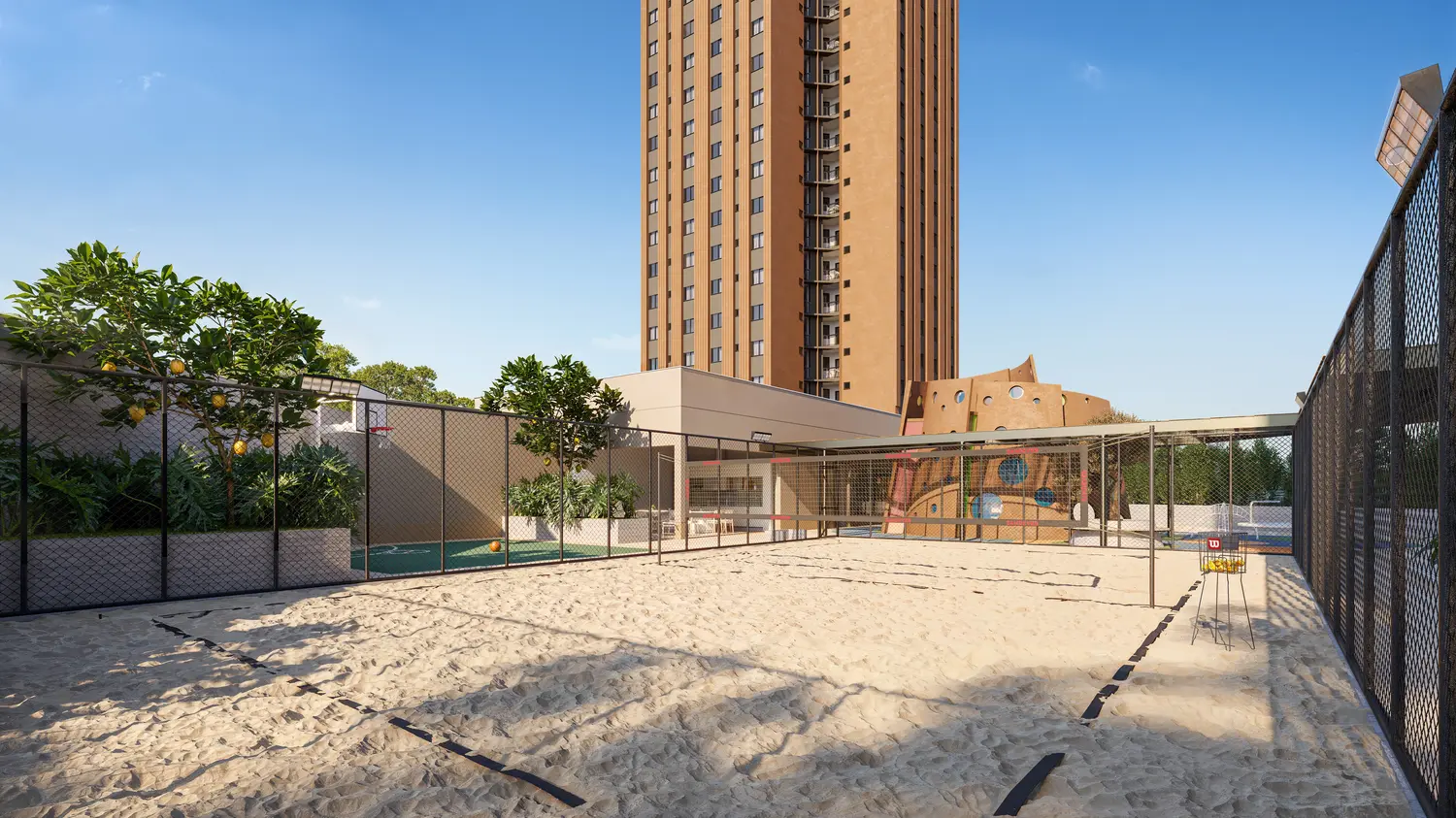 Beach tennis e miniquadra do Amalfi Residence Maringá Imobiliária Ikapuy