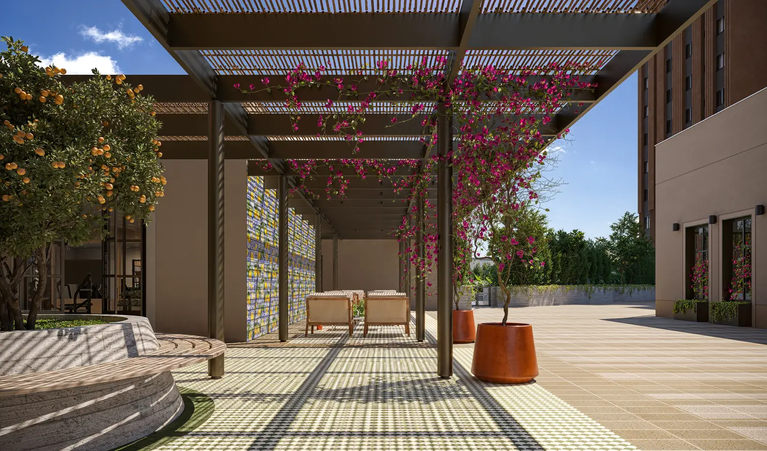 Área gourmet com piscina privativa do Amalfi Residence Maringá