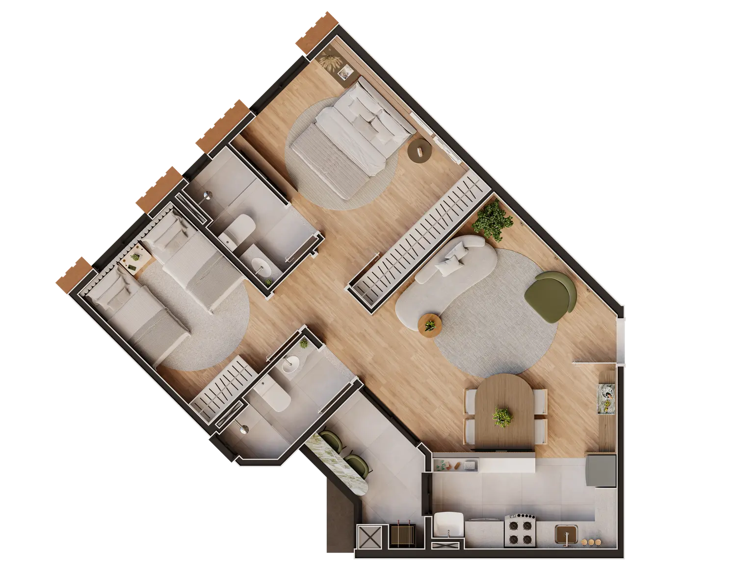 Planta baixa completa Apartamento Final 02 do Amalfi Residence Maringá — Jardim Santa Rosa | Imobiliária Ikapuy