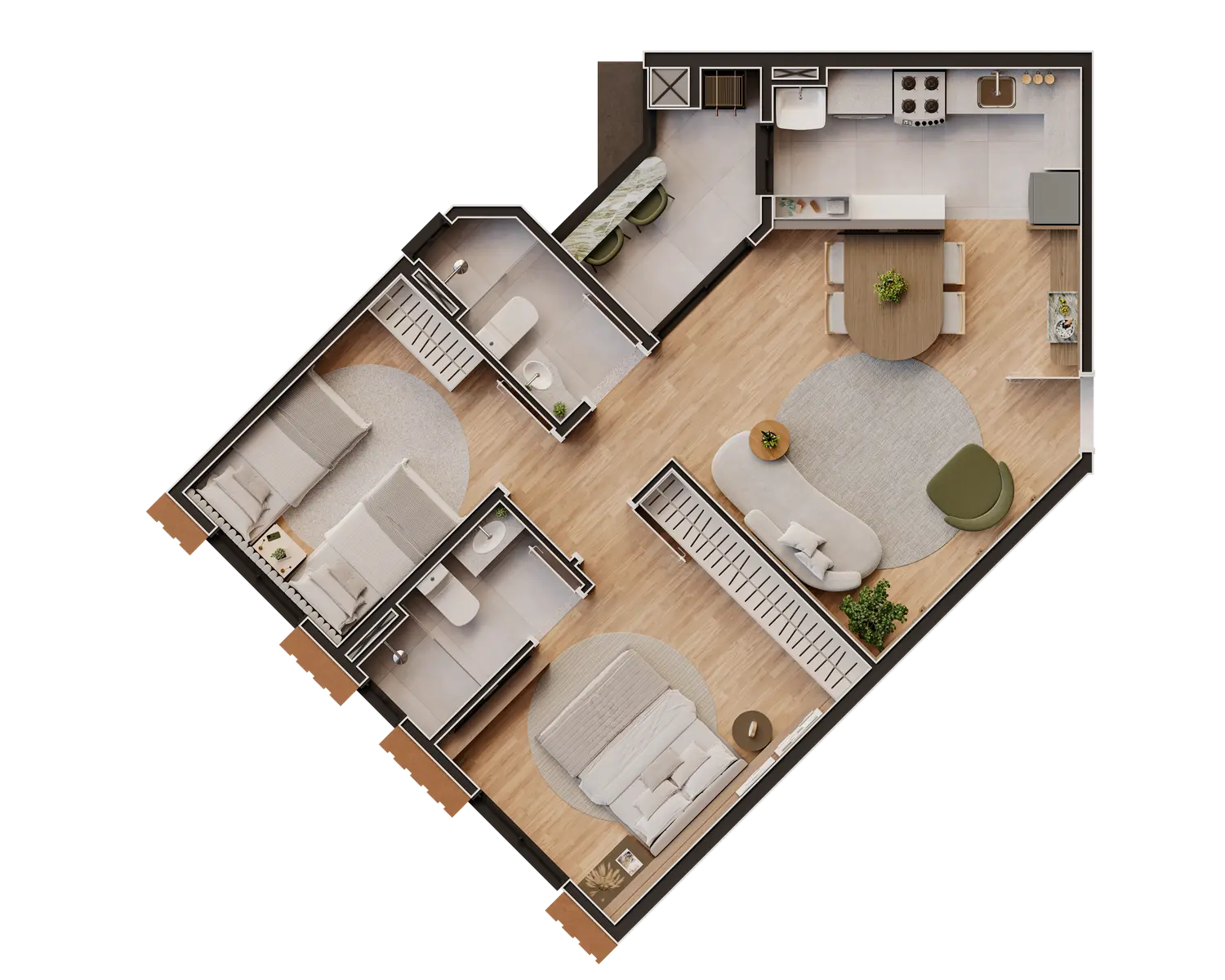 Planta baixa completa Apartamento Final 03 Amalfi Residence Maringá Imobiliária Ikapuy