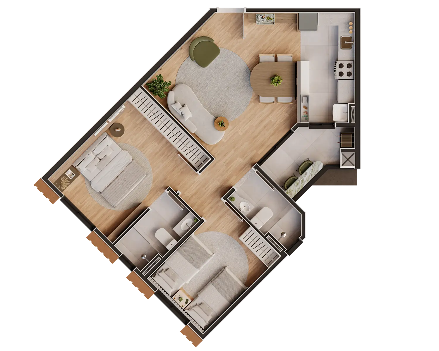 Planta baixa completa Apartamento Final 04 do Amalfi Residence Maringá — Jardim Santa Rosa