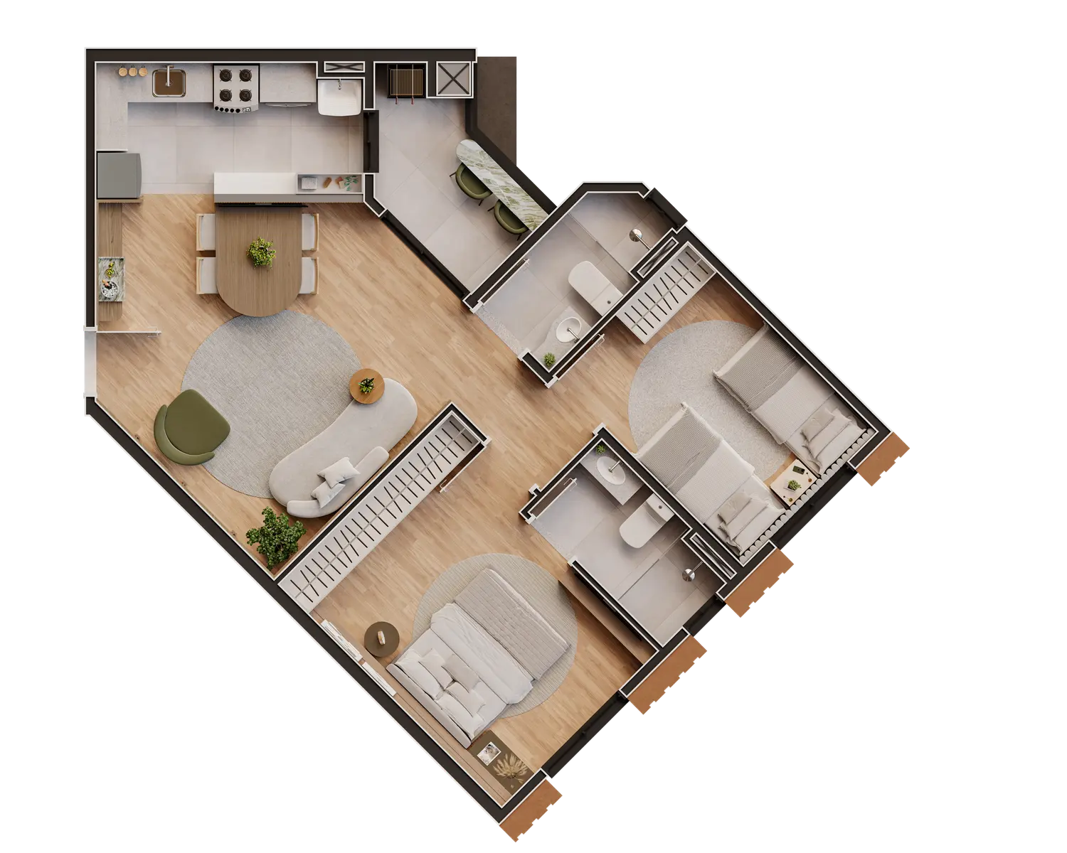 Planta baixa completa Apartamento Final 06 Amalfi Residence Maringá Imobiliária Ikapuy