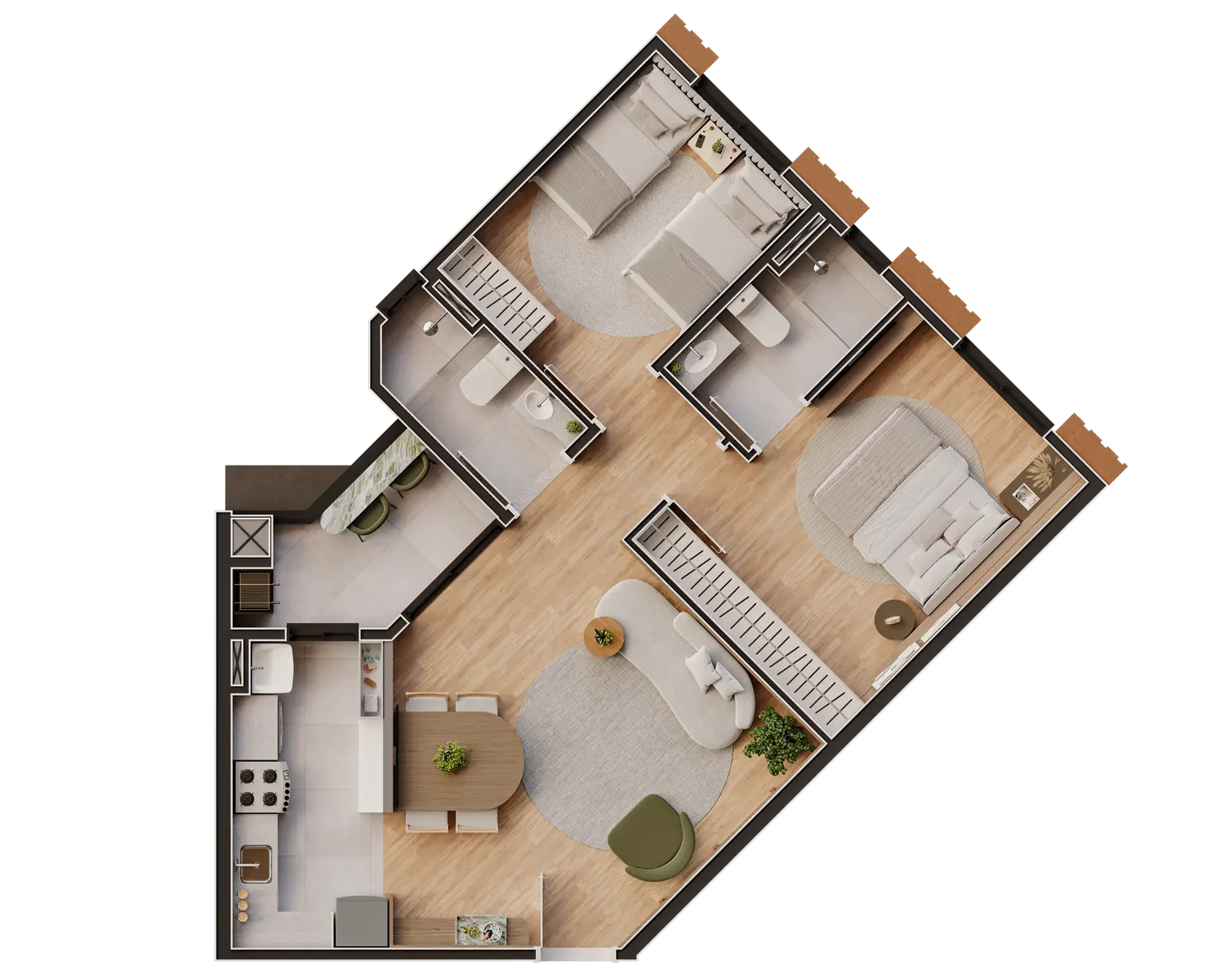 Planta baixa completa Apartamento Final 08 Amalfi Residence Maringá Imobiliária Ikapuy