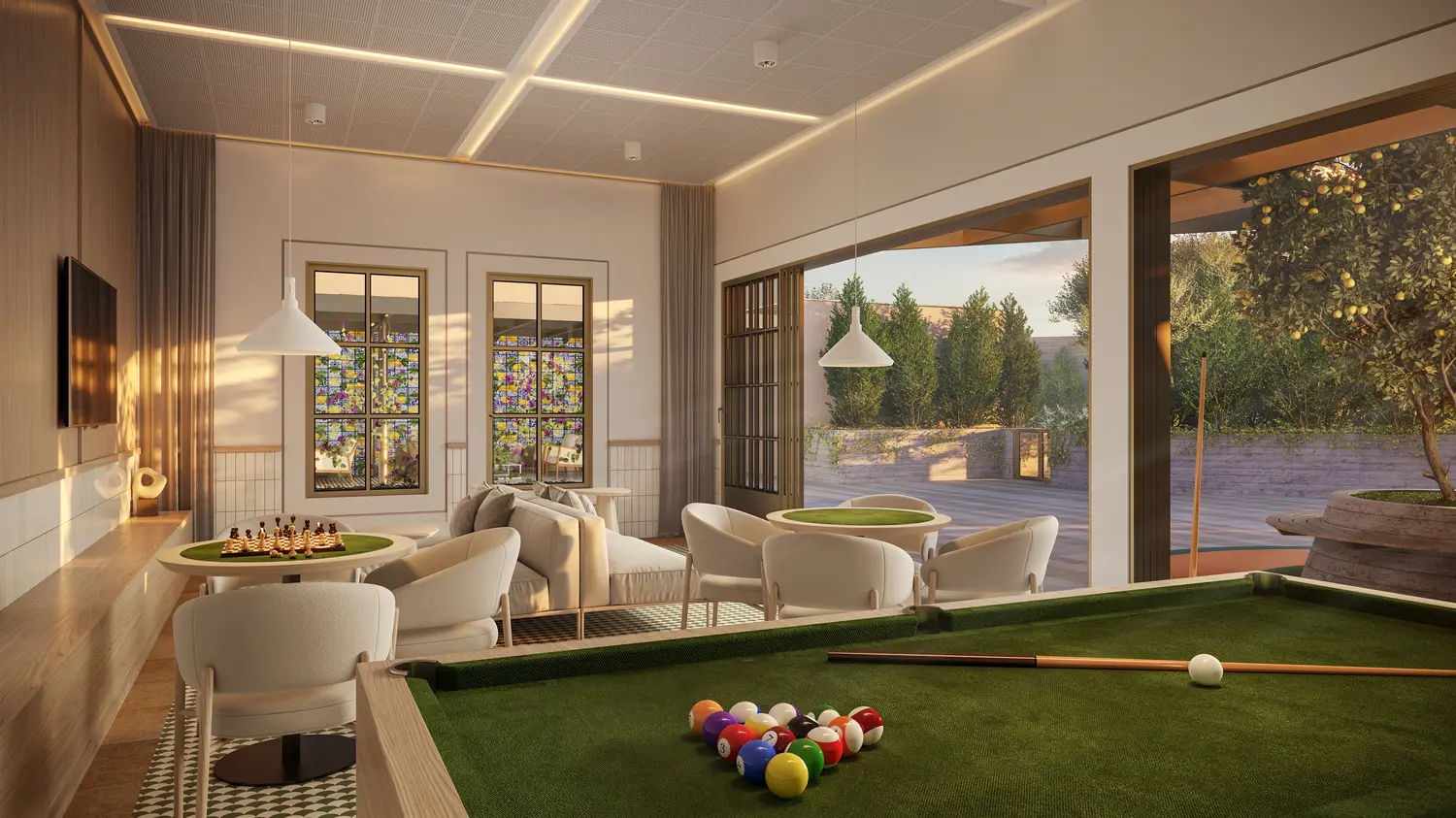 Área de convivência do Amalfi Residence Maringá — condomínio clube Jardim Santa Rosa