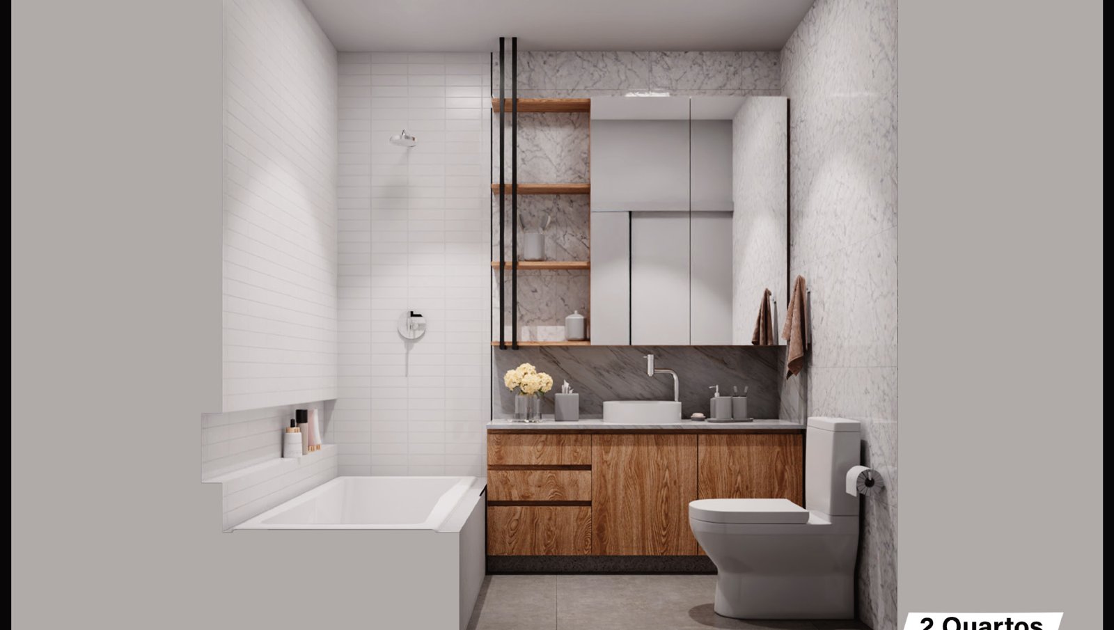 Living e jantar integrados do apartamento decorado Atto Sette
