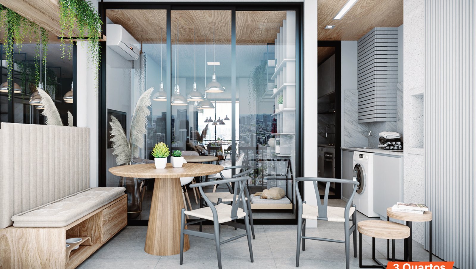 Quarto decorado do apartamento Atto Sette Maringá