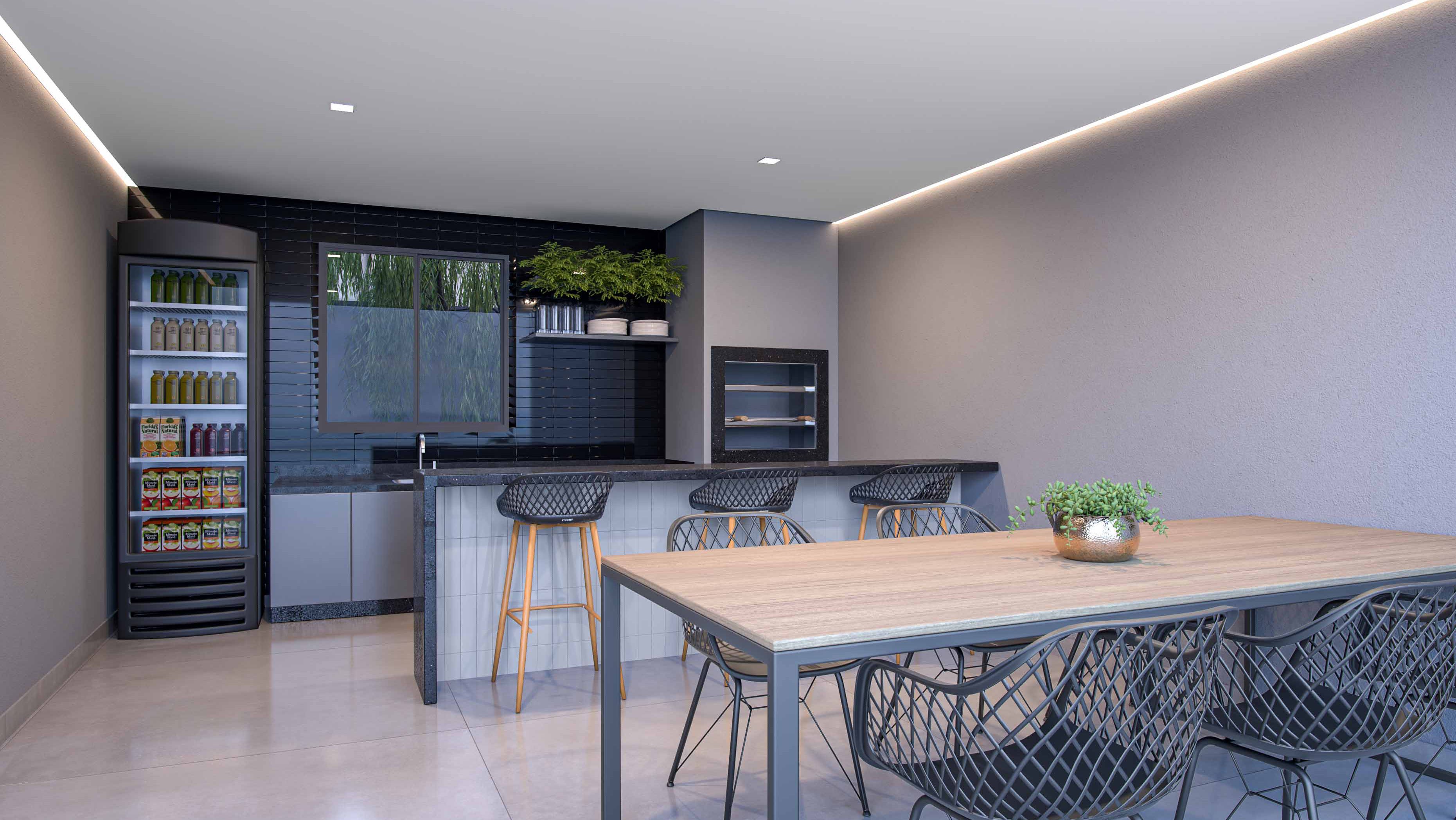 Espaço gourmet do Avalon Residencial Maringá — área de lazer mobiliada