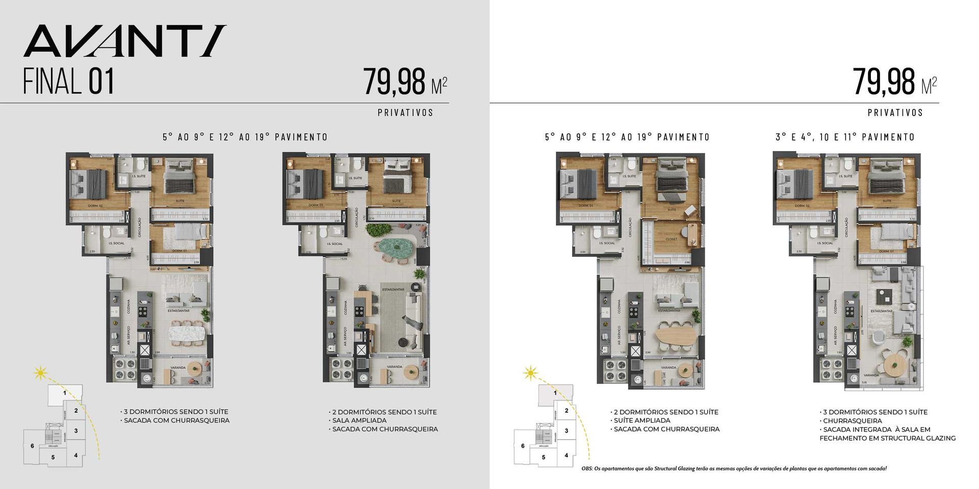 Planta baixa Avanti Ciplart 46,92m² em Maringá - opção compacta