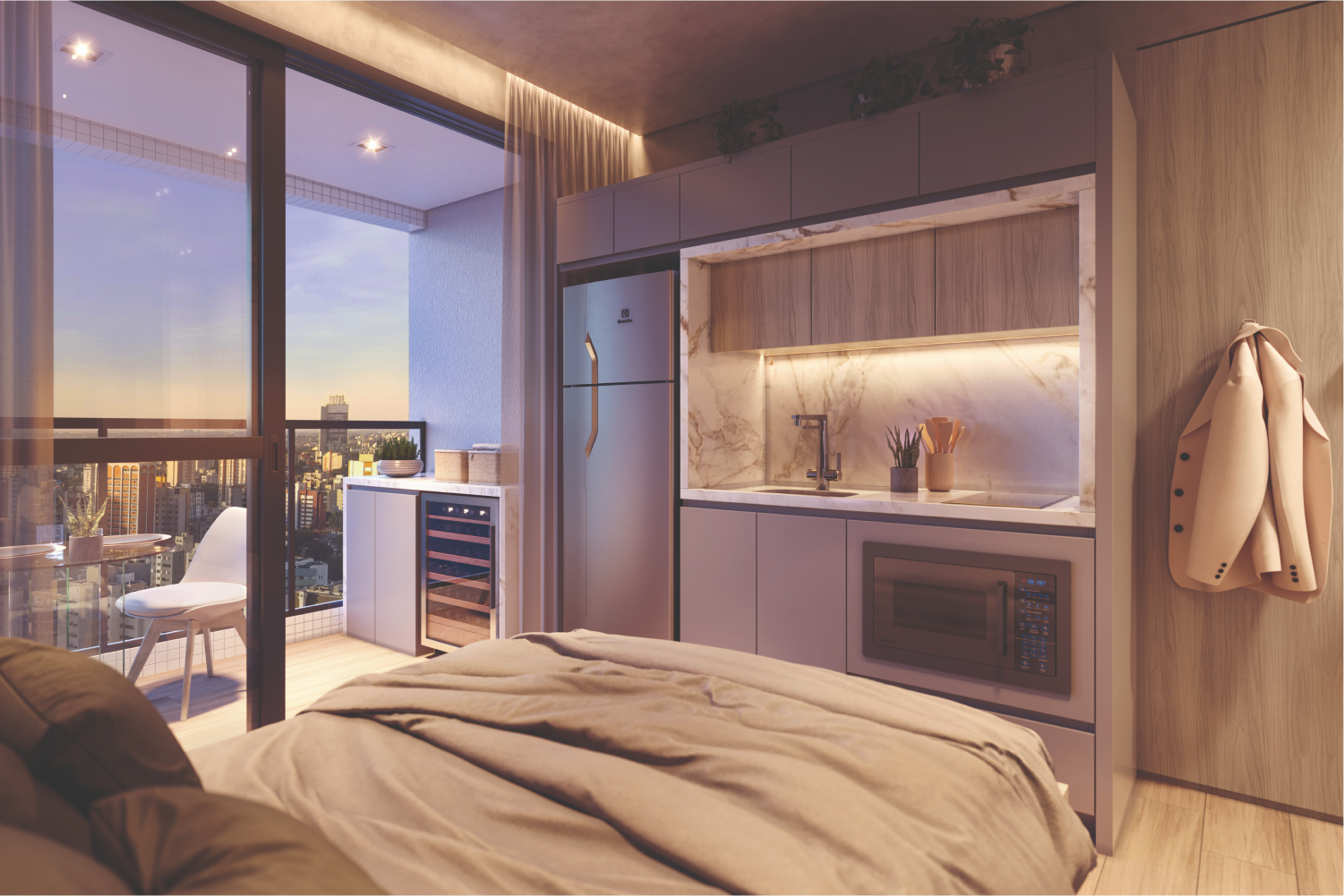 Living decorado AYA Residences Curitiba