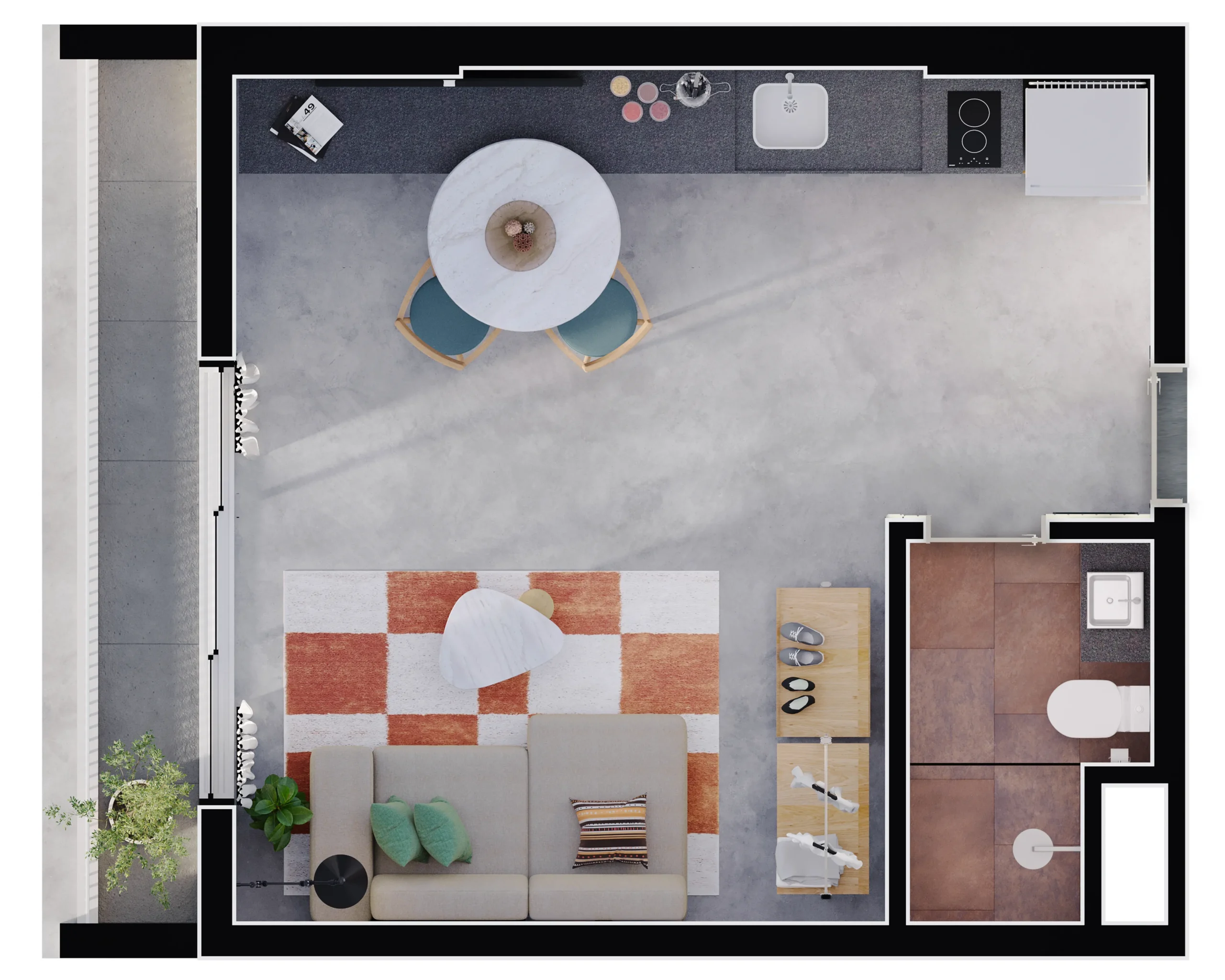 Planta inferior loft centro BE Dumont — incorporadora BE A Moradia do Futuro