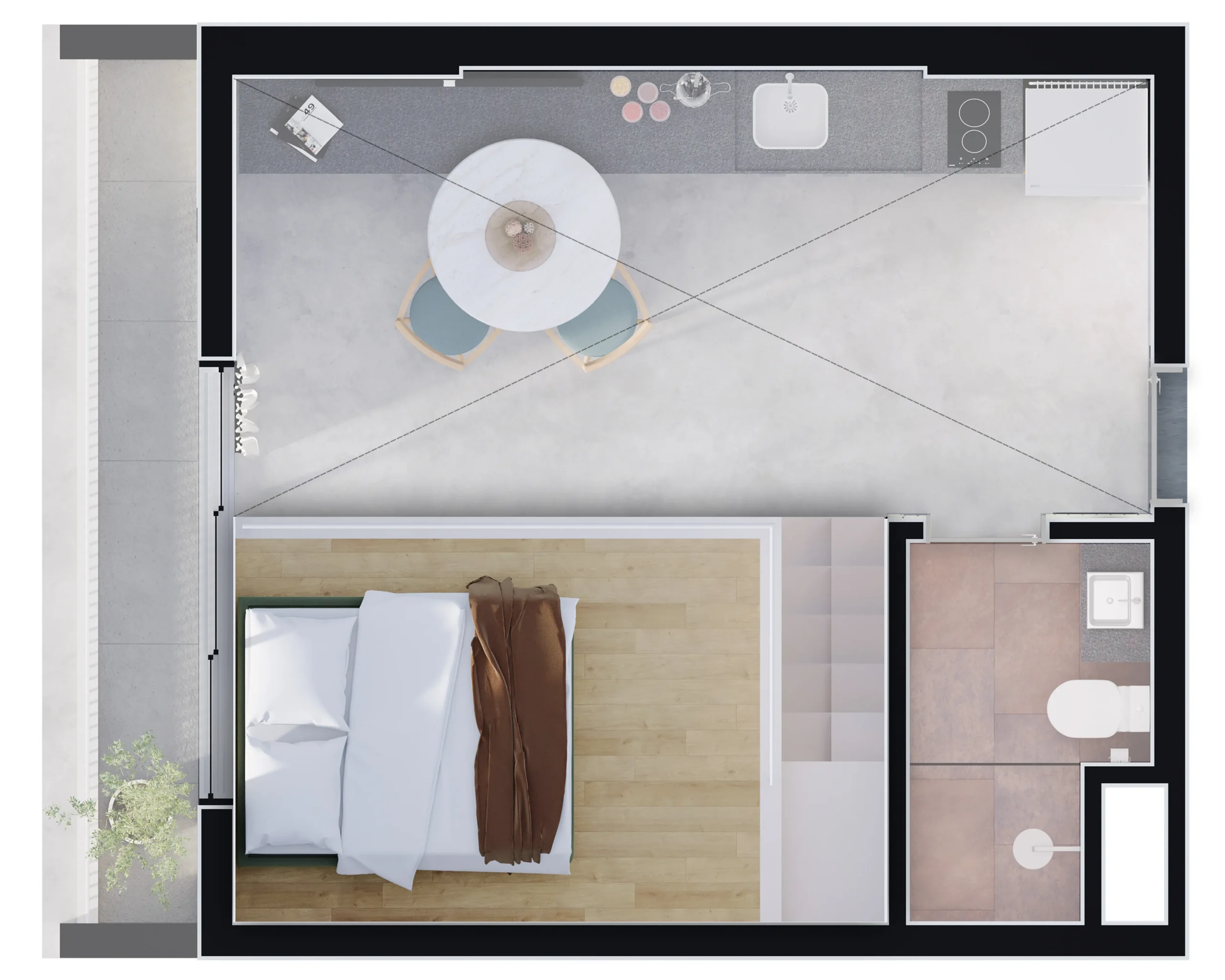 Planta superior loft centro BE Dumont — incorporadora BE A Moradia do Futuro