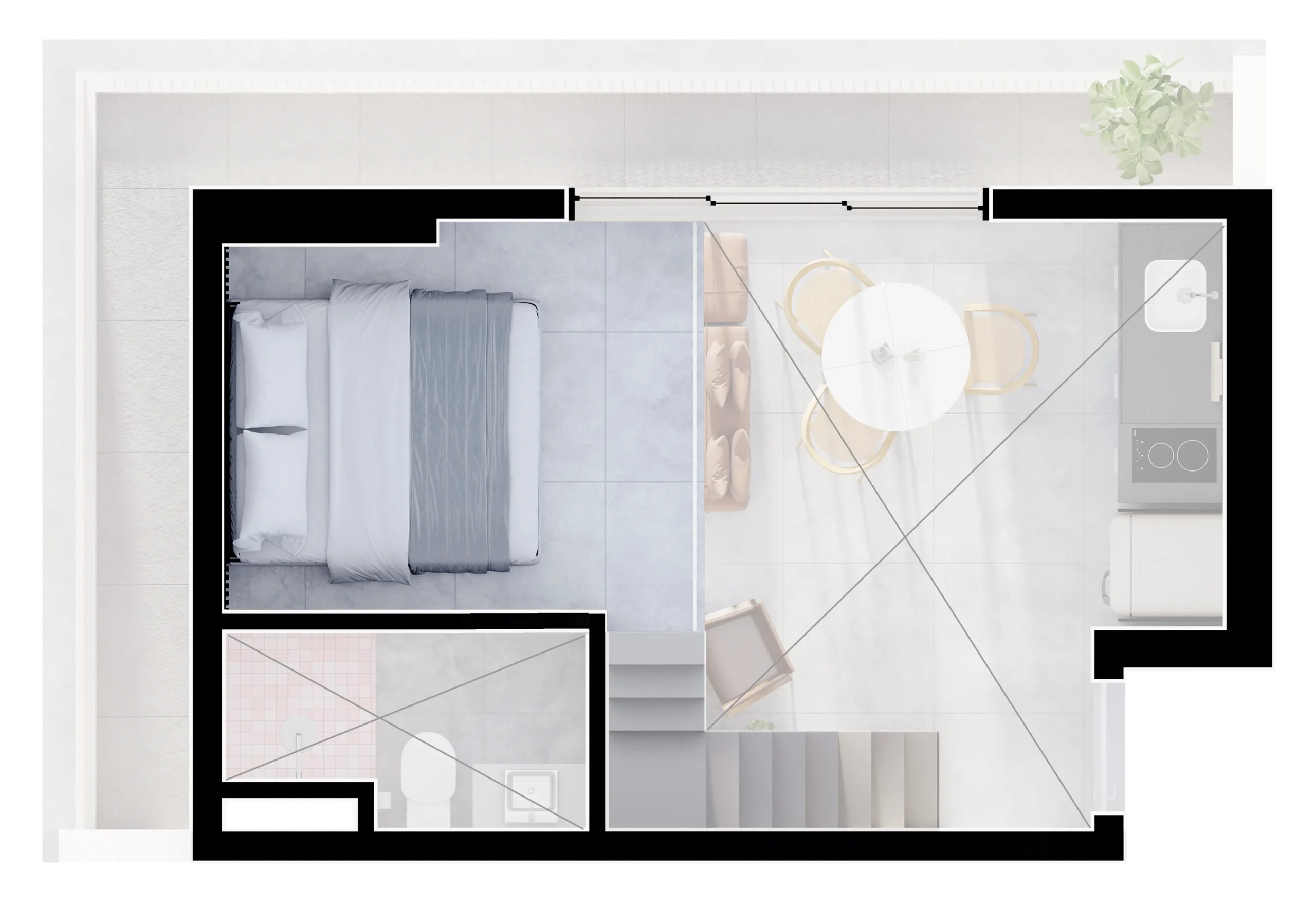 Planta superior loft esquina BE Dumont — incorporadora BE A Moradia do Futuro