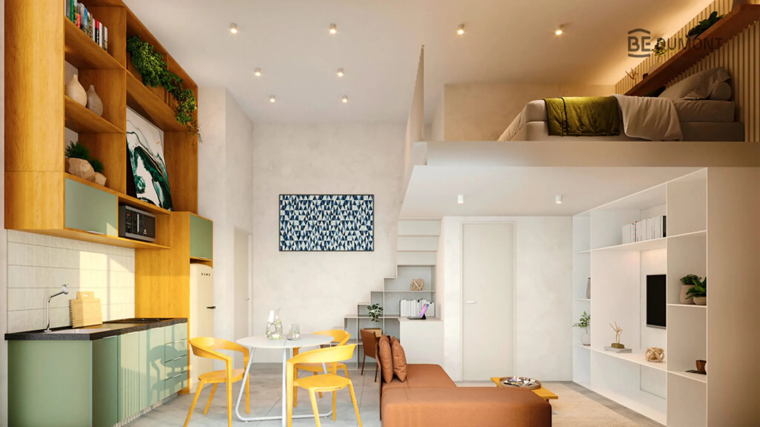 Render loft esquina BE Dumont Maringá — incorporadora BE A Moradia do Futuro