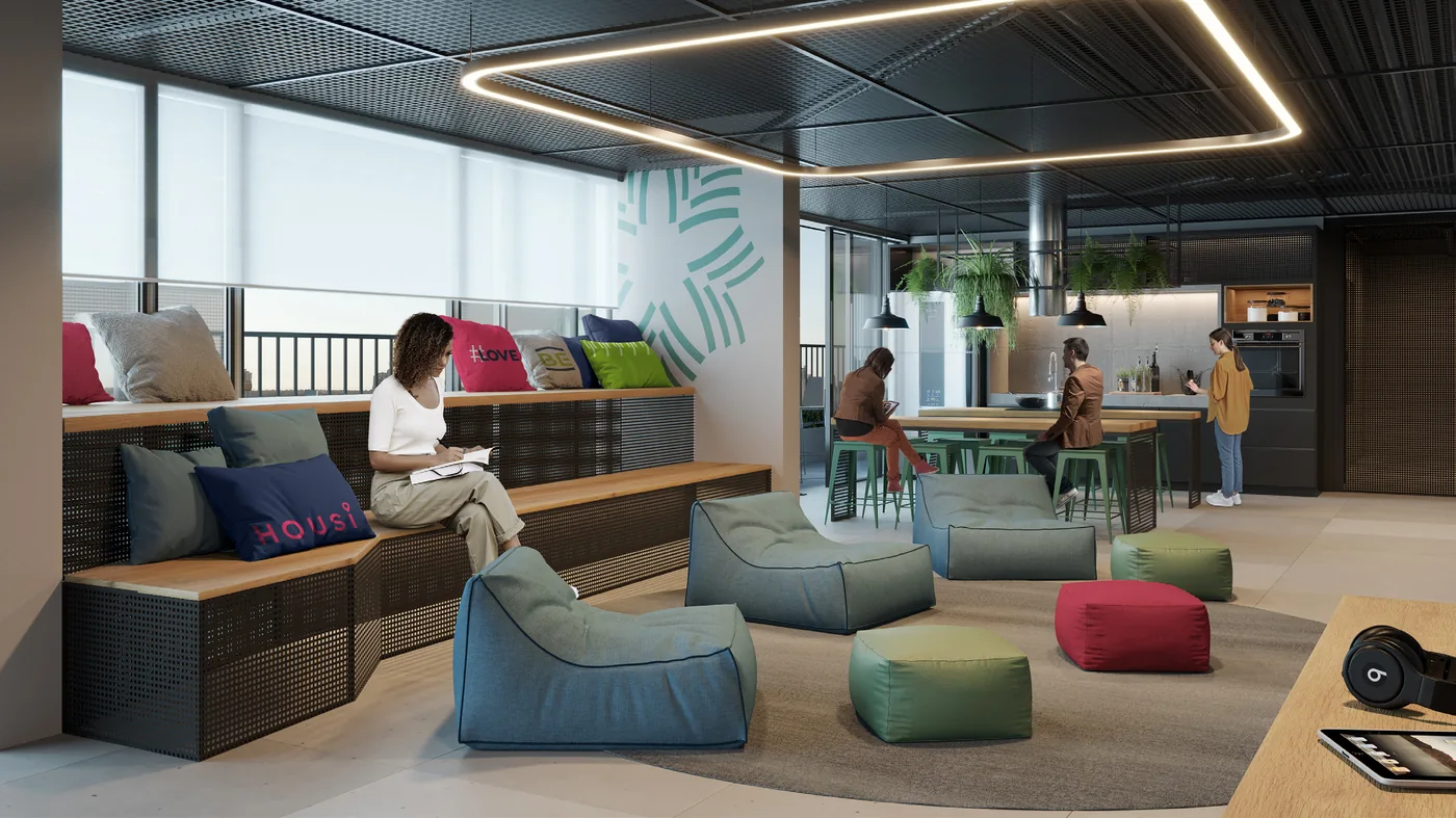 Lounge de descompressão coworking BE Garden Maringá