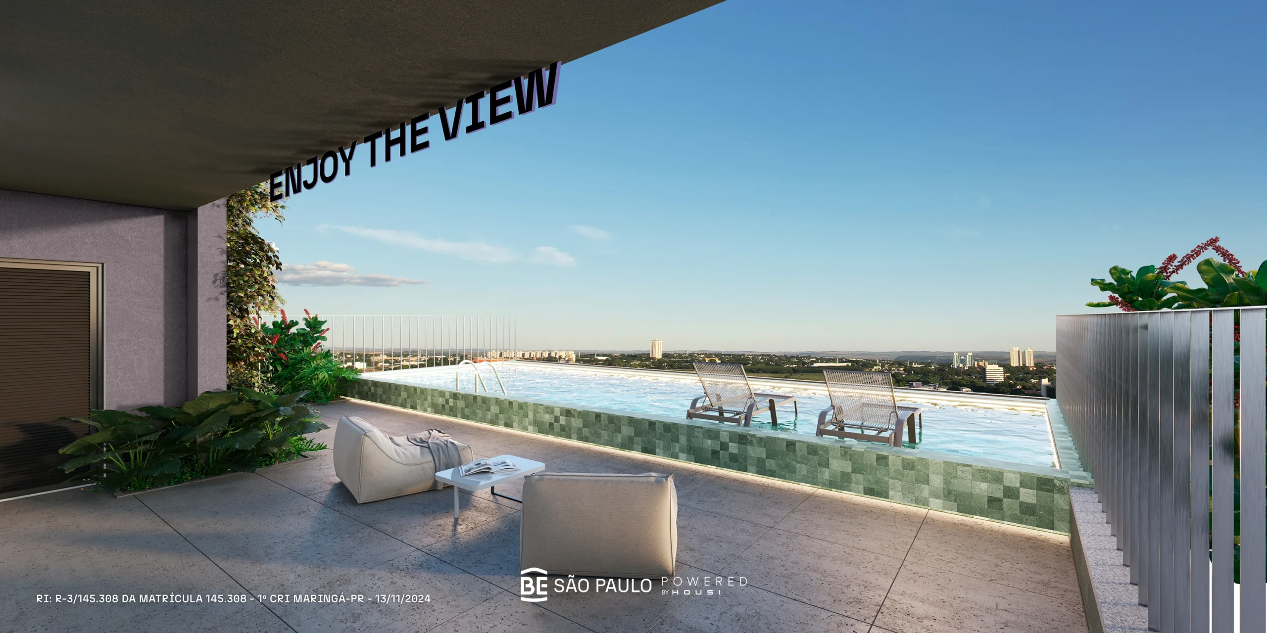 Piscina rooftop BE São Paulo Maringá vista panorâmica