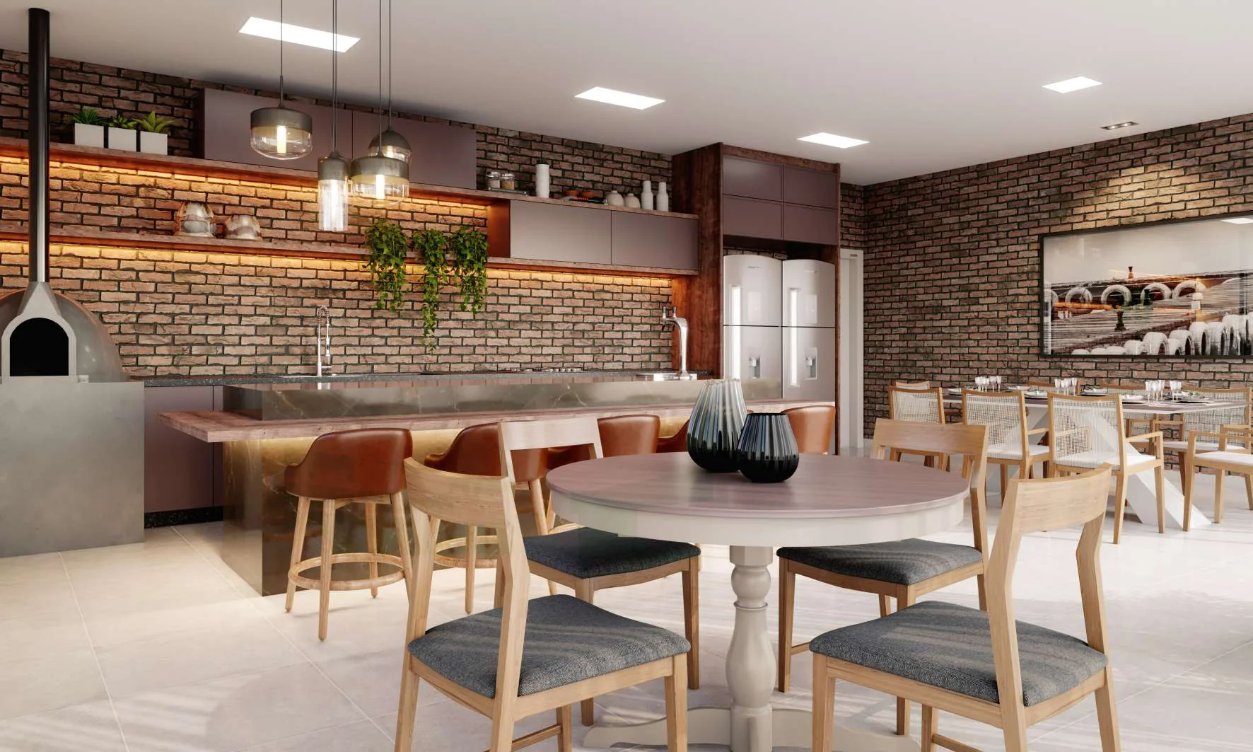 Espaço Pizza com lareira