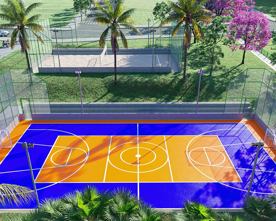 Quadras esportivas e beach tennis vistas do alto no Loteamento Terraliz Mandaguaçu