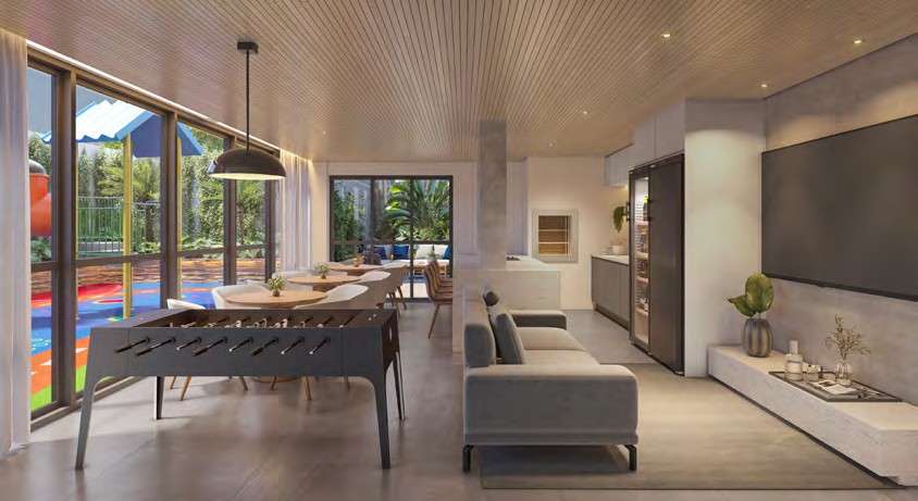 Espaço Gourmet 02 do Célis Park com sala de jogos integrada