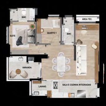 Planta Finais 03 e 04 com sala estendida — Célis Park