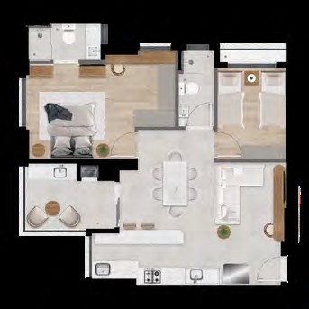 Planta Finais 03 e 04 com suíte master e closet — Célis Park