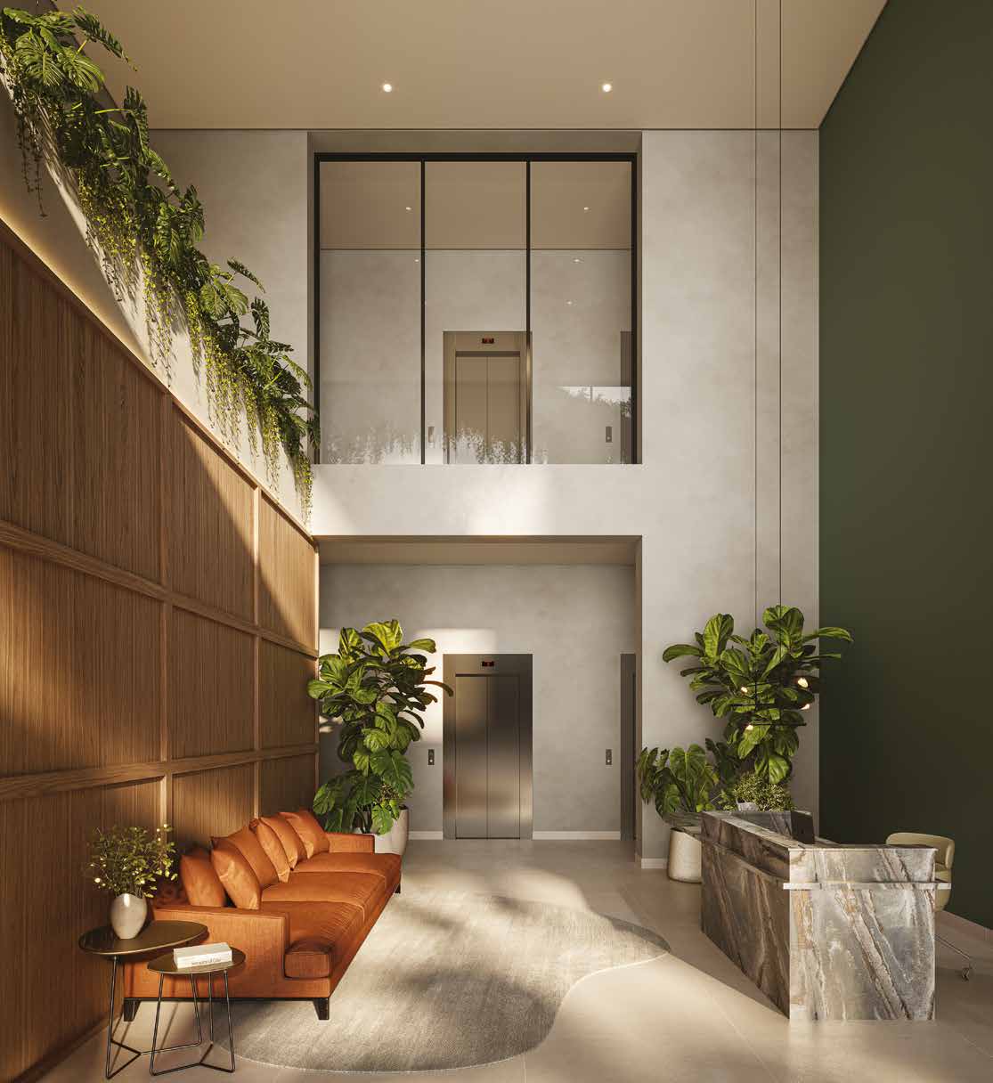 Hall de entrada sofisticado do Elevvo Maringá