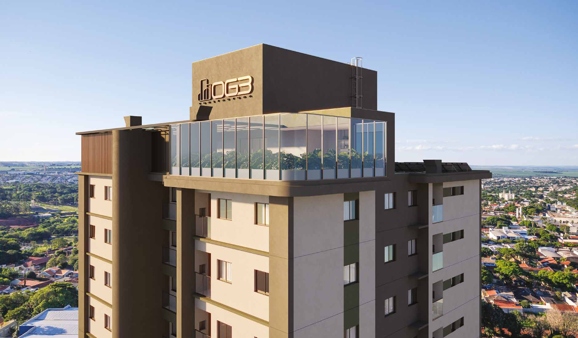 Rooftop panorâmico do Elevvo com vista para Maringá