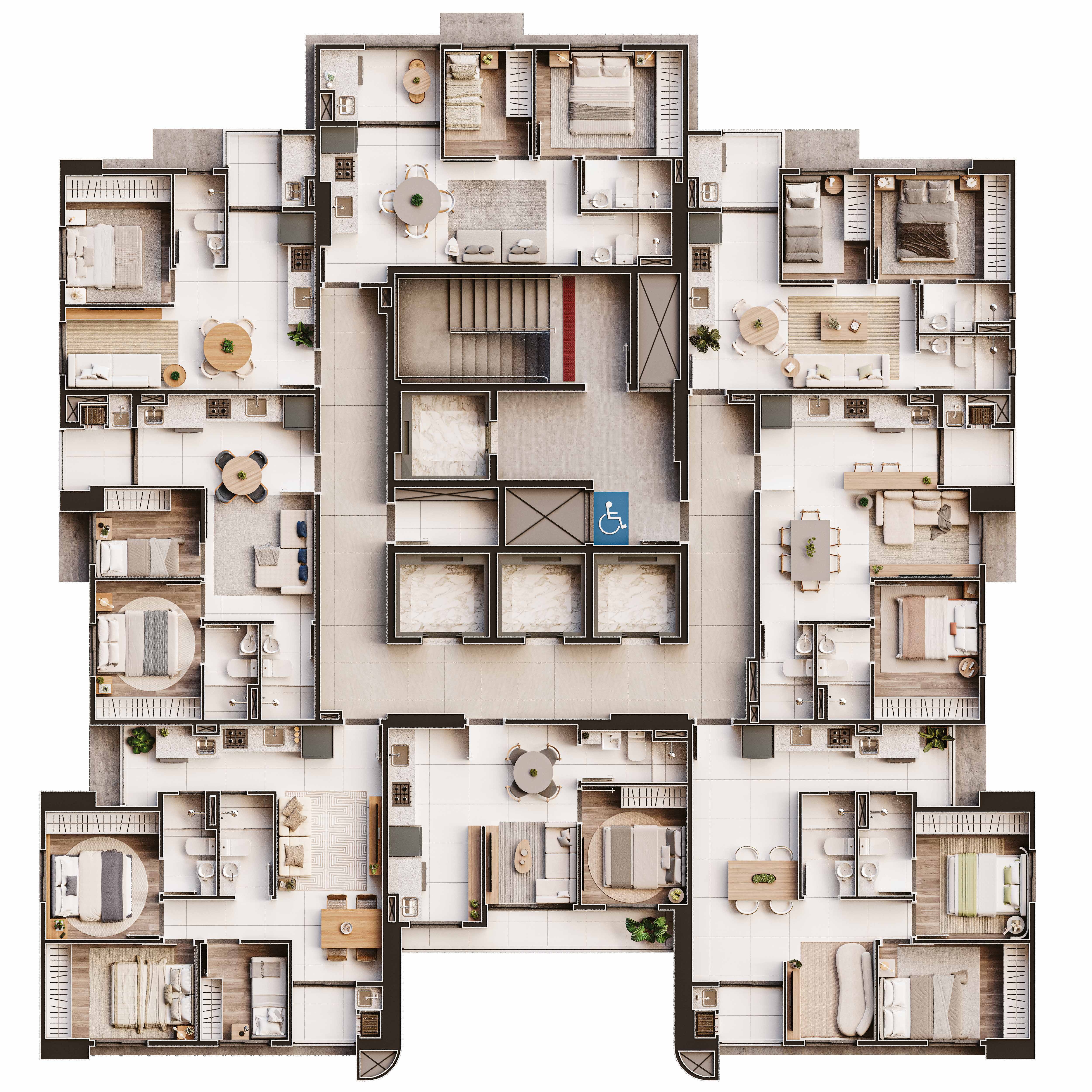 Planta Final 04/05 — 42,80m² — Sacada gourmet, Elevvo Maringá