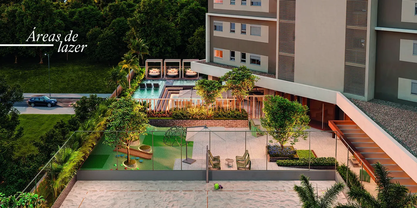 Infraestrutura de lazer do Fascino em Maringá com piscinas e playground