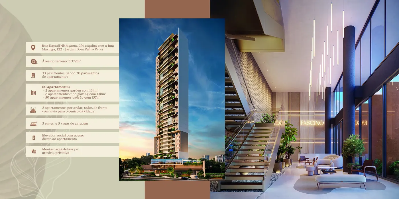 Fascino Ciplart Maringá – ficha técnica com torre, lobby e dados de apartamentos