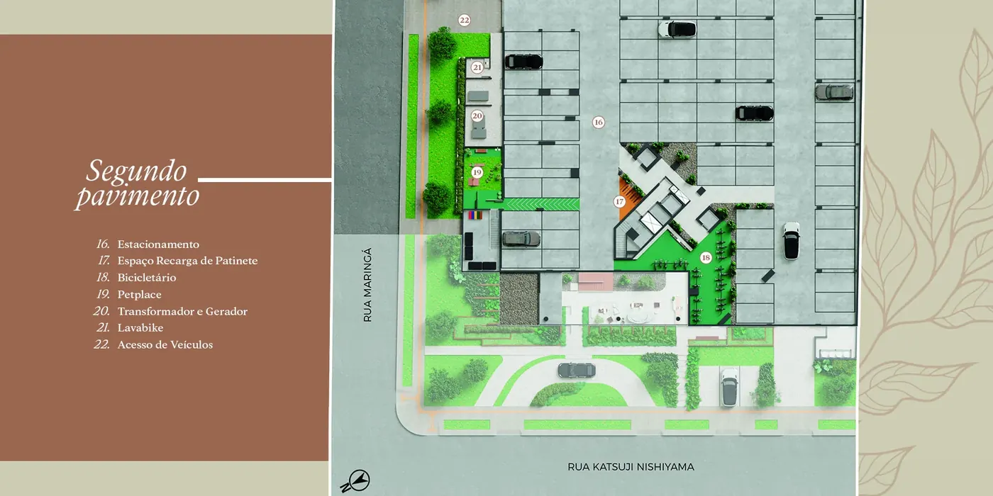 Planta do segundo pavimento do Fascino com garagem e bicicletário