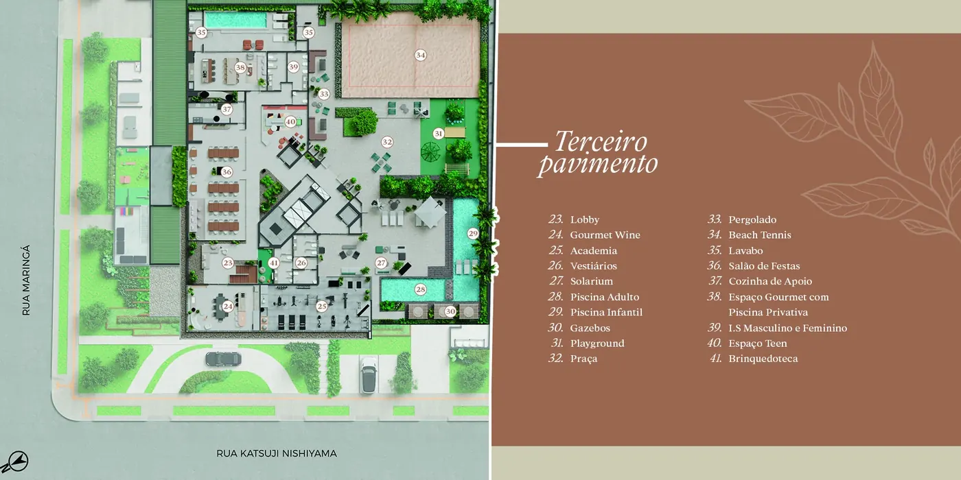 Planta do pavimento de lazer do Fascino em Maringá