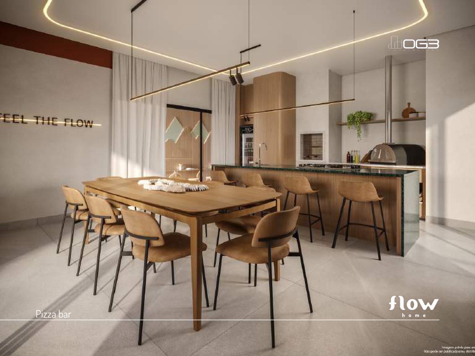 Pizza bar do Flow Home — Feel the Flow — espaço gourmet com forno a lenha