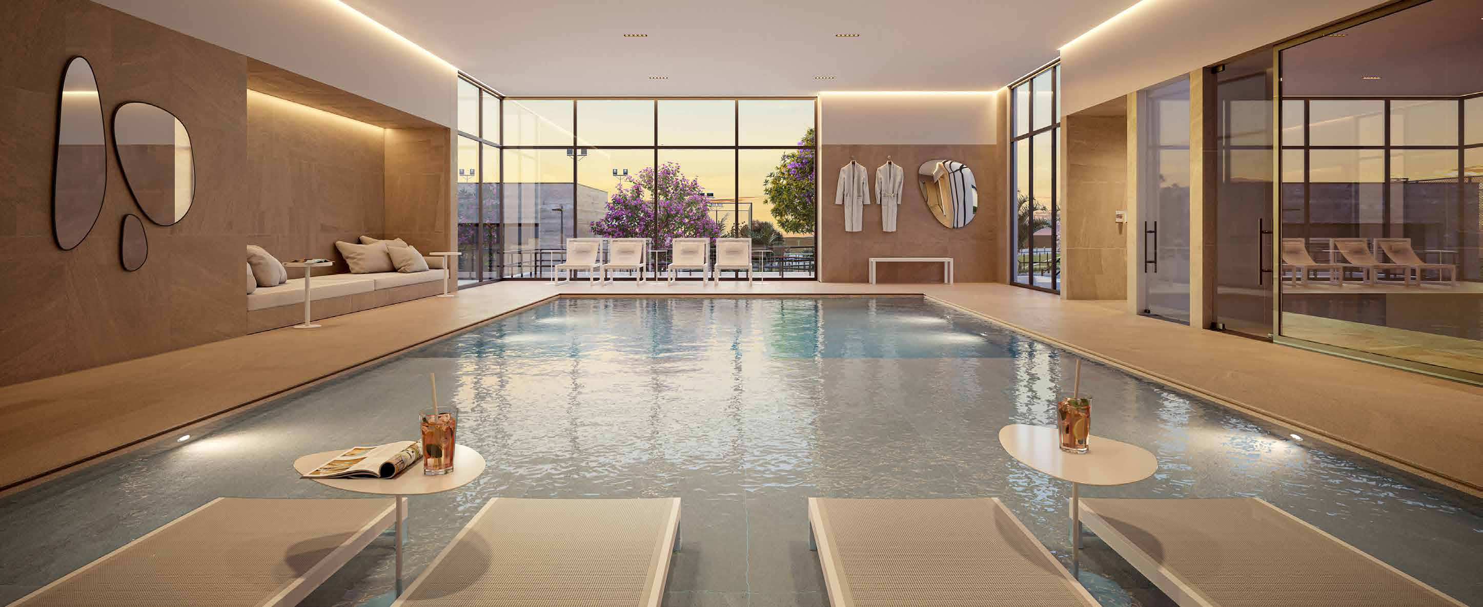 Render do spa com piscina aquecida do Garnet