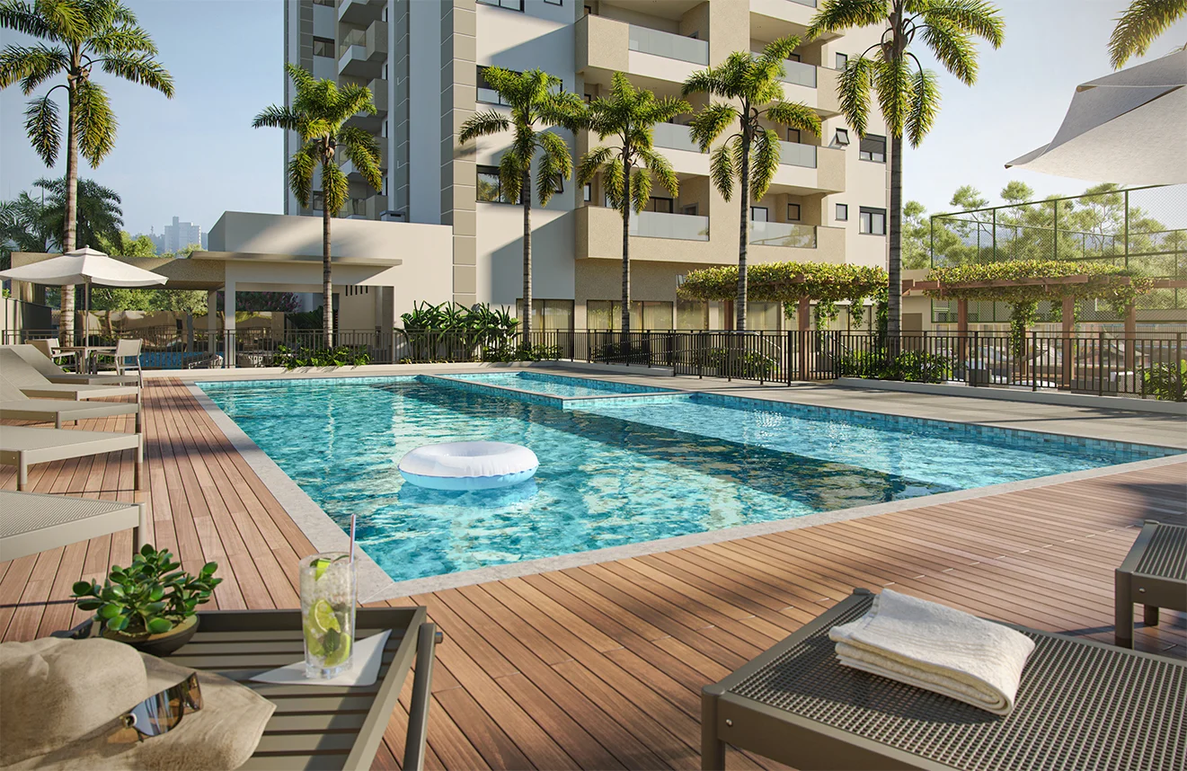 Piscina adulto com prainha Imperium Park Residence Maringá