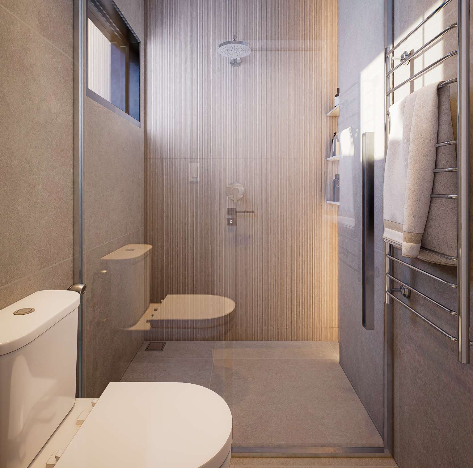 Banheiro da suíte com chuveiro