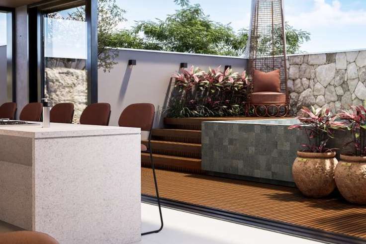 Varanda gourmet com deck externo