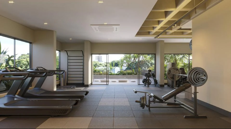 Academia do Lagoon Home Club com esteiras e área de treino