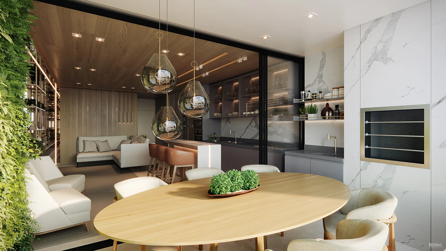 Perspectiva interna do Legacy Santos Dumont: escala generosa para receber.