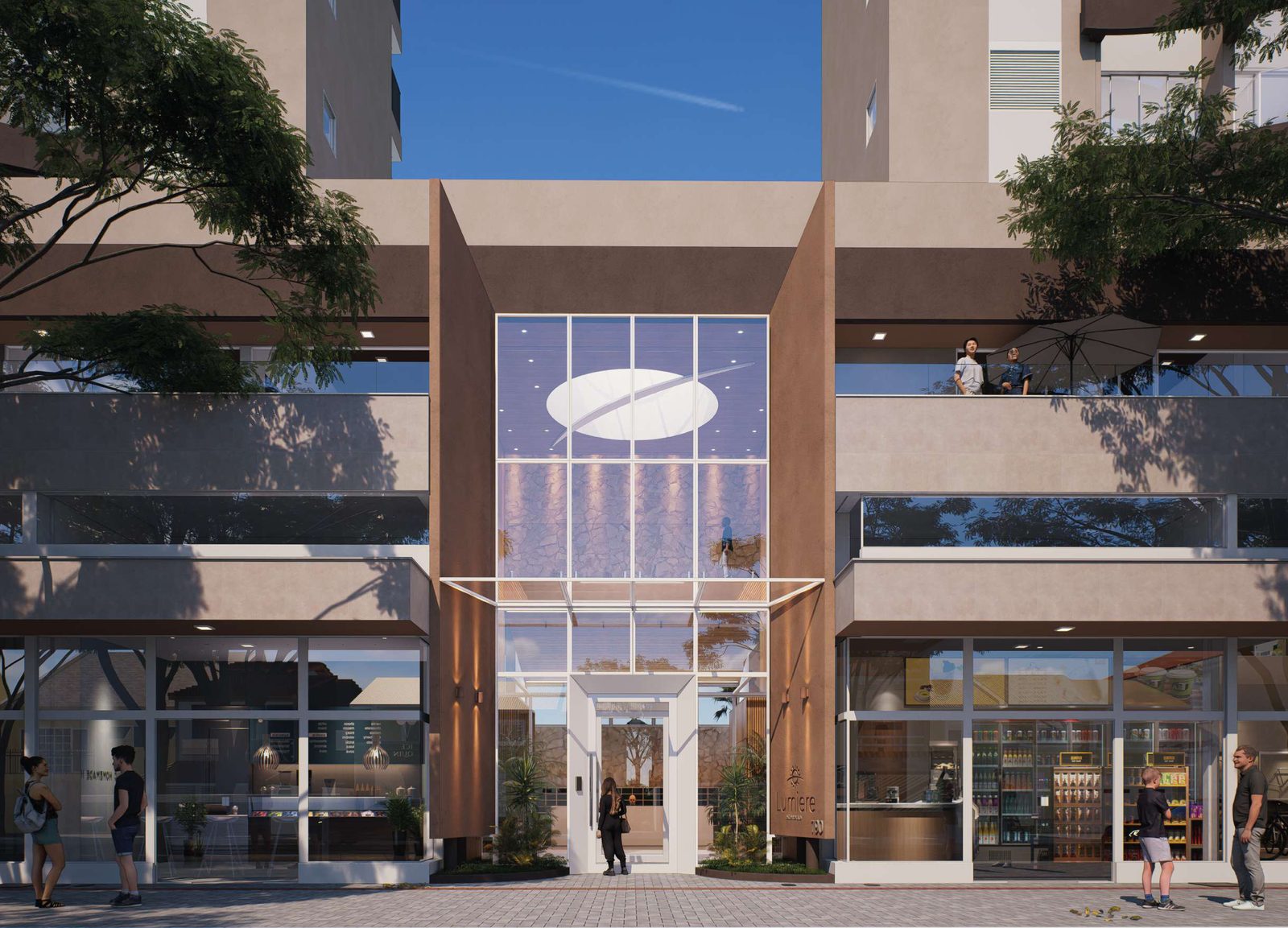 Piscina do Lumière Residence Club com bar coberto e espreguiçadeiras, apartamento em Maringá