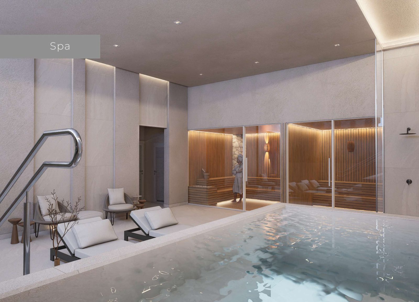 Spa do Lumière Residence Club com piscina de imersão e sauna, Maringá