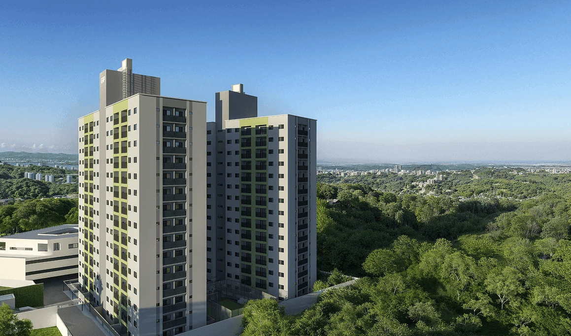 Lumme GRP Construtora: perspectiva das torres em Maringá – PR com vegetação
