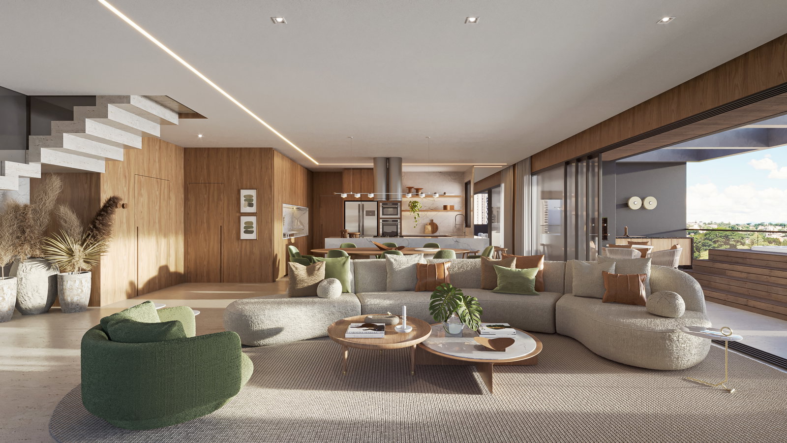 Render living da Cobertura Penthouse Máter Curitiba