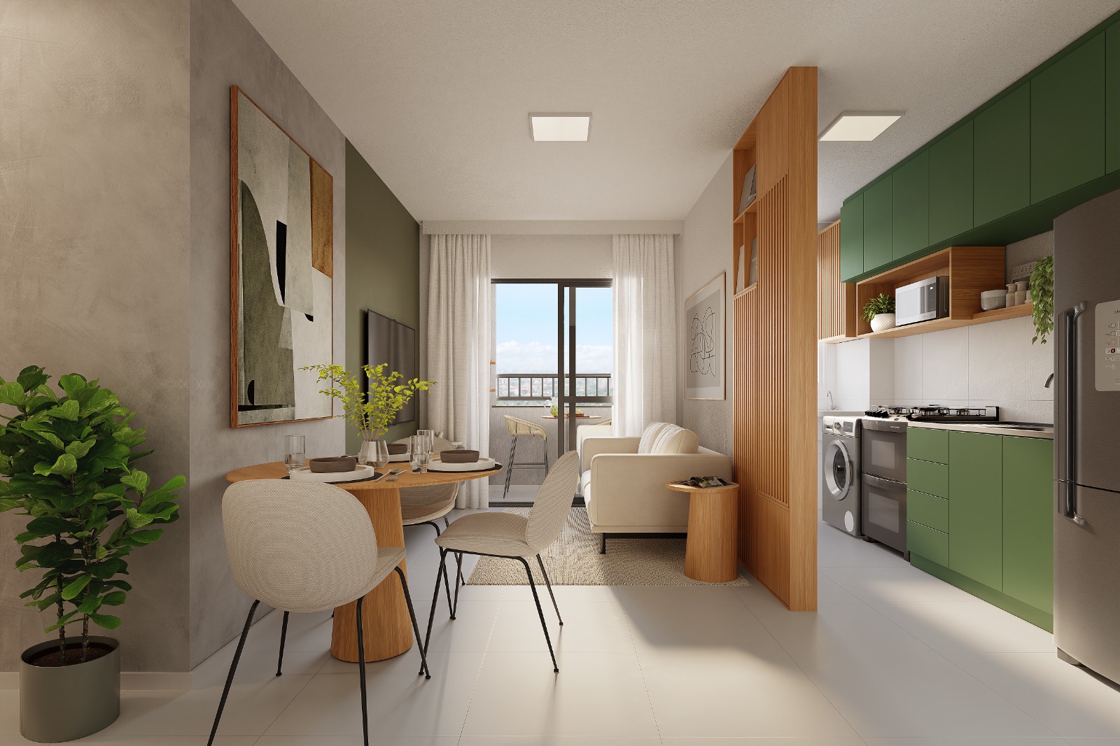 Sala integrada com sacada apartamento Mirante do Alvorada Maringá