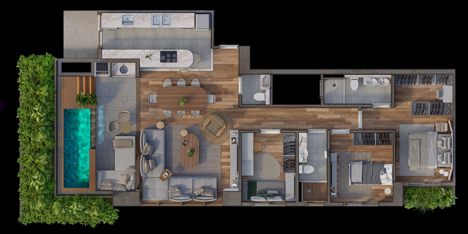 Varanda com piscina privativa Nest 635