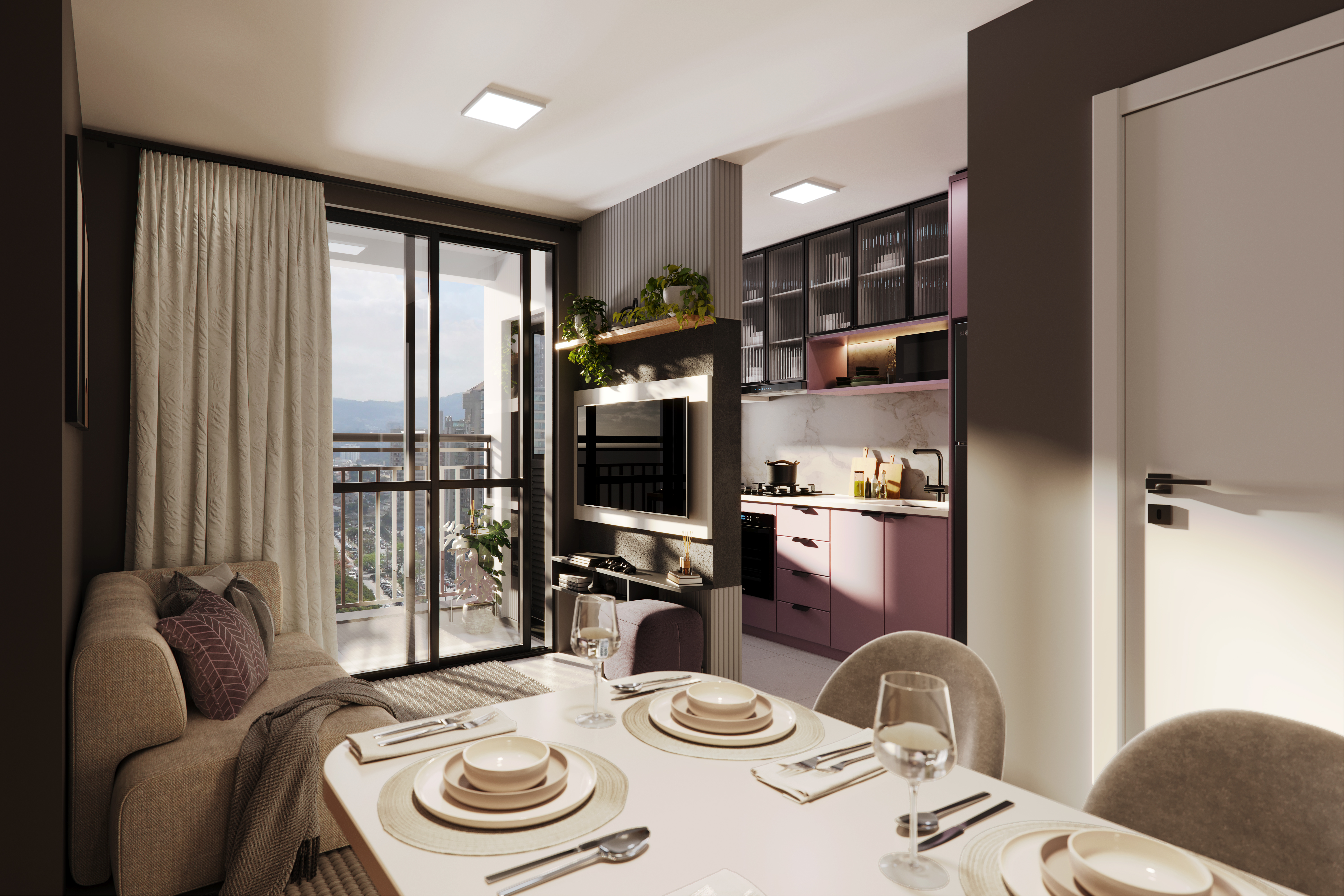 Living apartamento tipo centro Novo Prado Araucária
