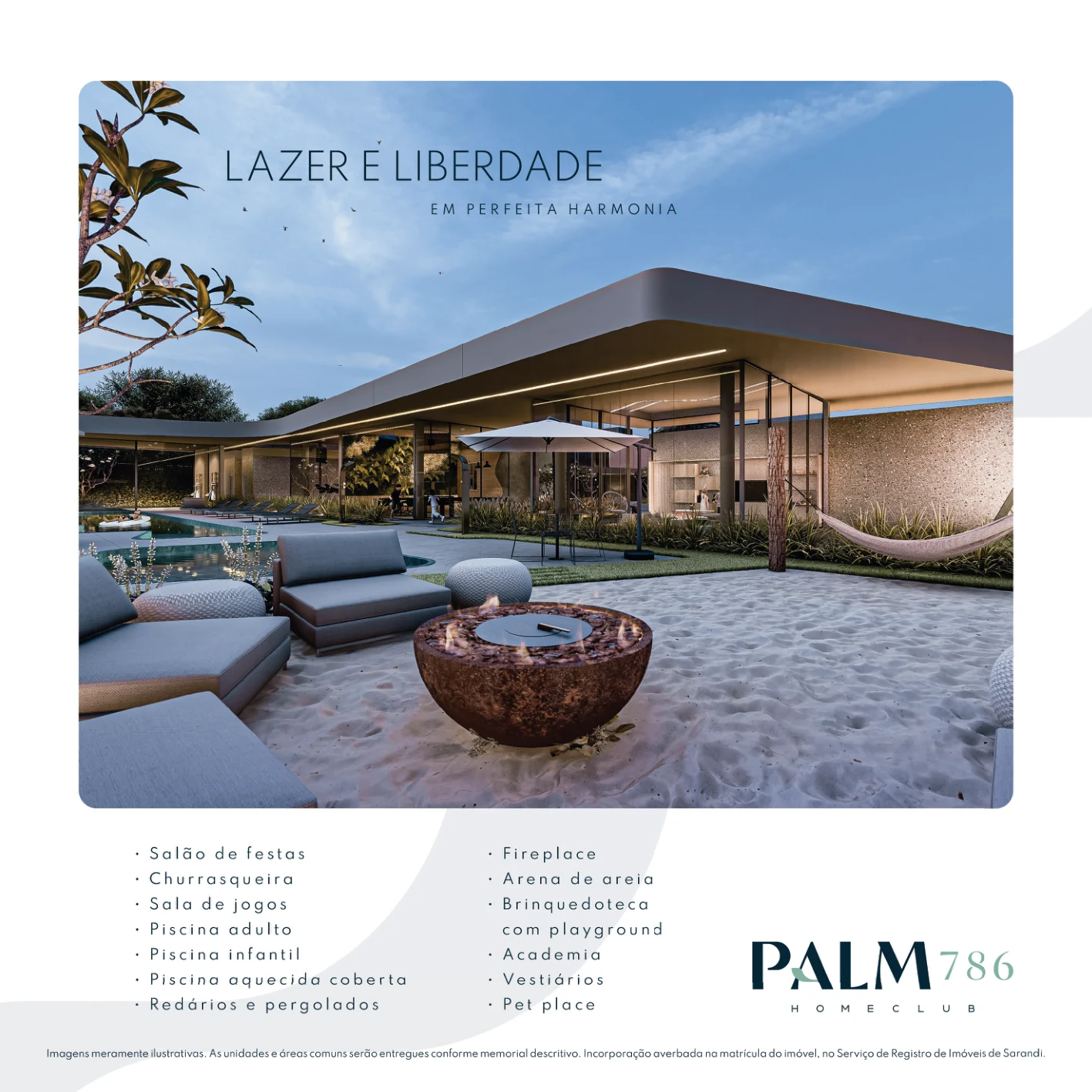 Palm 786 Home Club área de lazer piscina salão festas Sarandi Imobiliária Ikapuy Maringá
